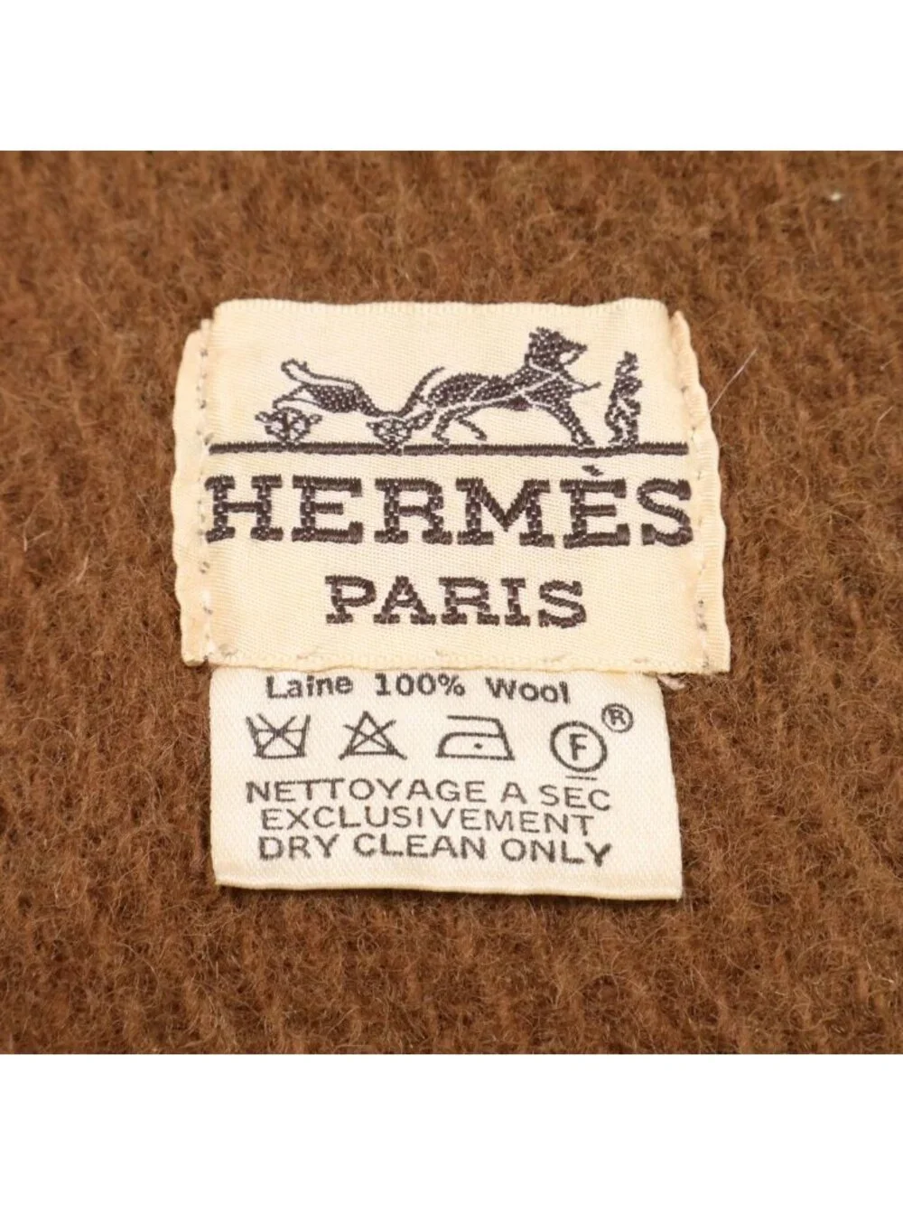 Hermes Block Check Wool Fringe Scarf